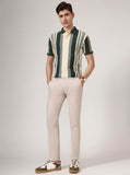 Cream Checked Super Slim Fit Casual Trouser | Greenfibre