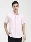 Pink Striped Slim Fit Casual Shirt | Greenfibre