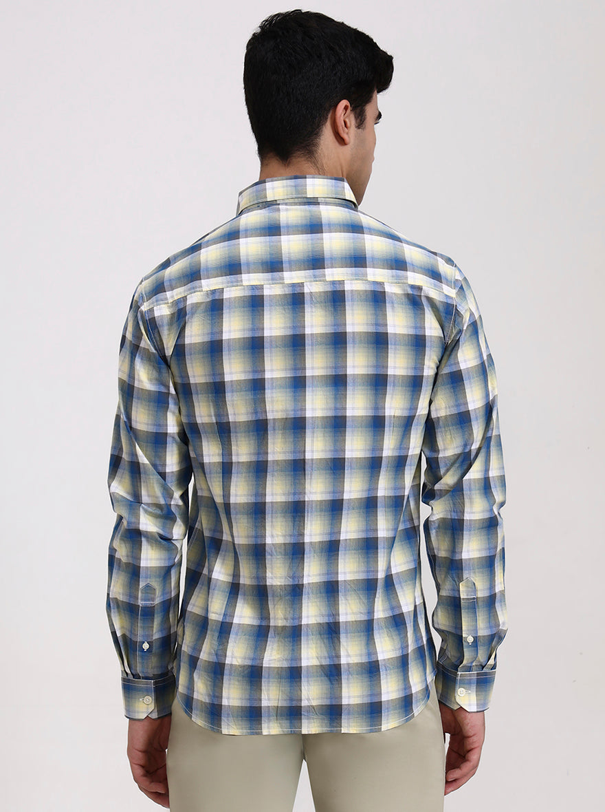 Yellow Printed Slim Fit Casual Shirt | Greenfibre