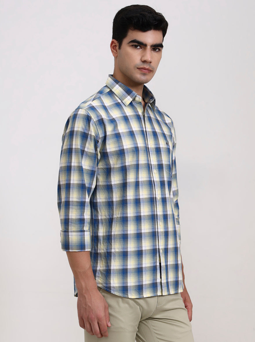 Yellow Printed Slim Fit Casual Shirt | Greenfibre