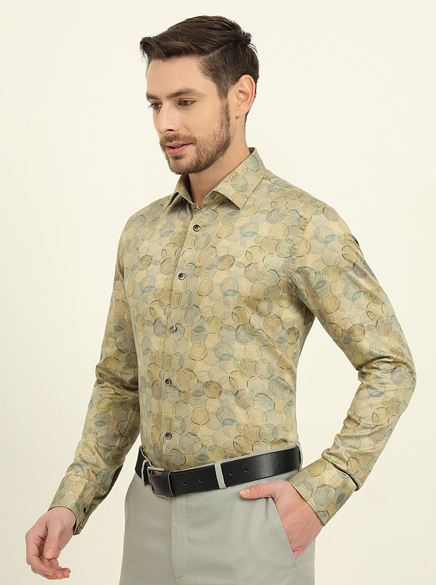 Golden & Green Printed Slim Fit Party Wear Shirt | Wyre