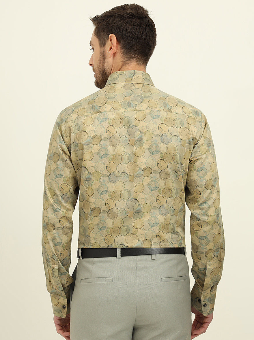 Golden & Green Printed Slim Fit Party Wear Shirt | Wyre