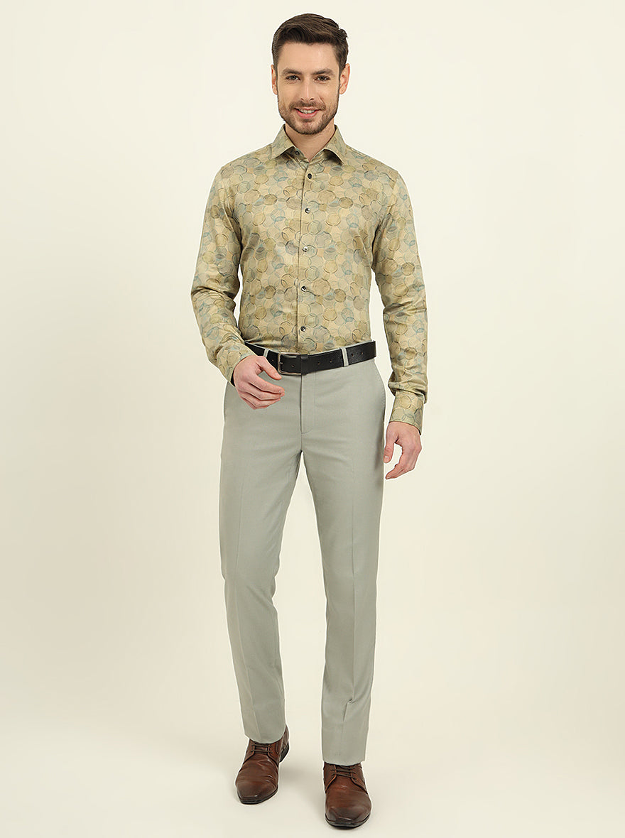 Golden & Green Printed Slim Fit Party Wear Shirt | Wyre