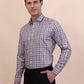 Grey & Red Checked Regular Fit Formal Shirt | Greenfibre