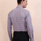 Grey & Red Checked Regular Fit Formal Shirt | Greenfibre