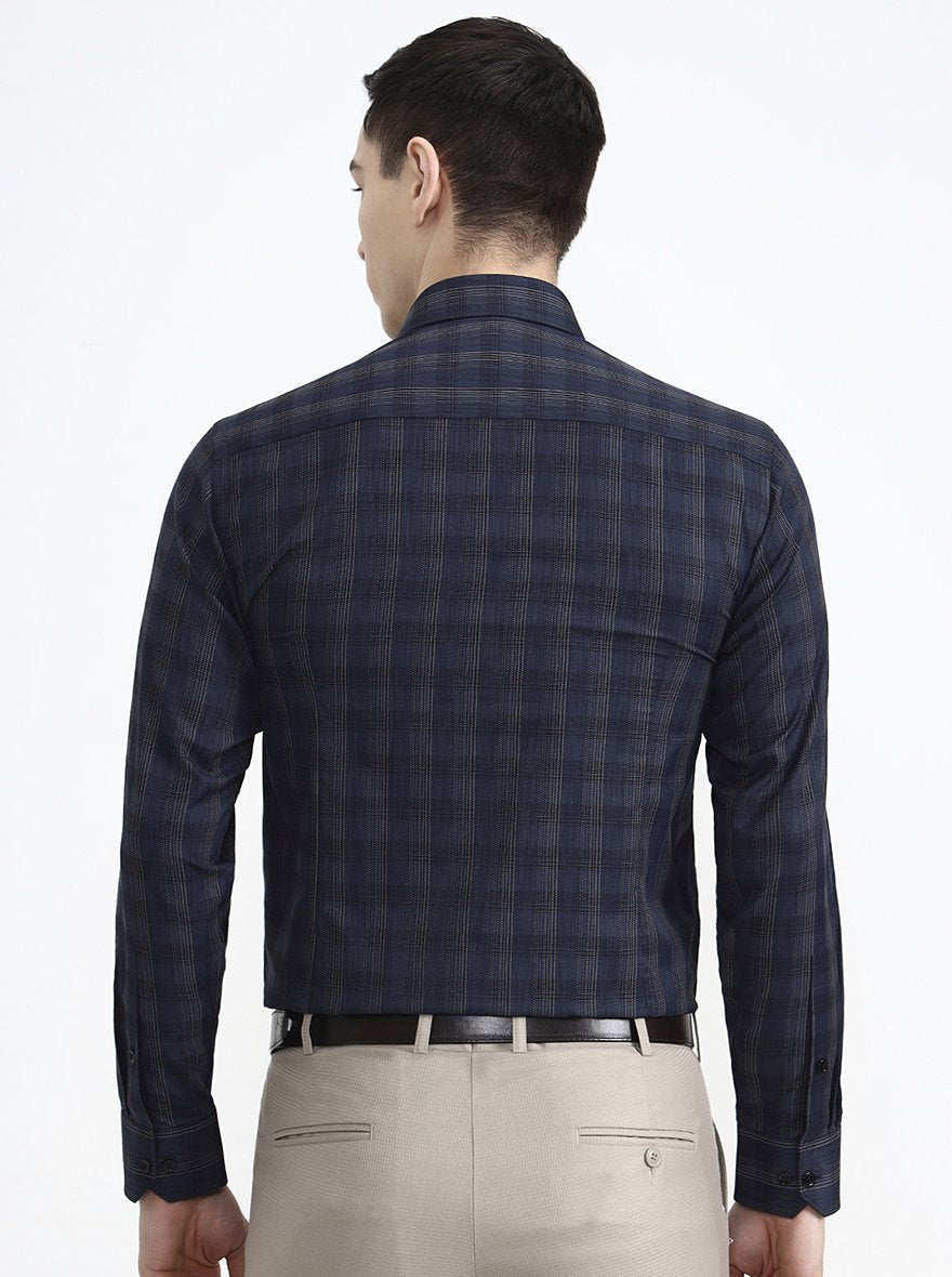 Blue Checked Slim Fit Formal Shirt | Greenfibre