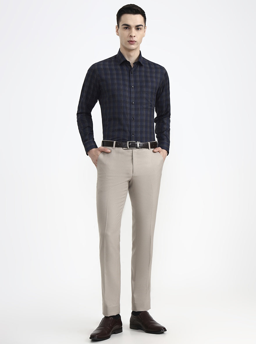 Blue Checked Slim Fit Formal Shirt | Greenfibre