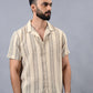 Beige Striped Slim Fit Casual Shirt | JadeBlue