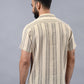 Beige Striped Slim Fit Casual Shirt | JadeBlue
