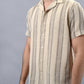 Beige Striped Slim Fit Casual Shirt | JadeBlue