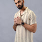 Beige Striped Slim Fit Casual Shirt | JadeBlue