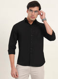 Black Solid Slim Fit Casual Shirt | Greenfibre