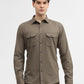 Olive Green Solid Slim Fit Casual Shirt | Greenfibre