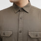 Olive Green Solid Slim Fit Casual Shirt | Greenfibre