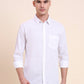 White Solid Slim Fit Casual Shirt | Greenfibre
