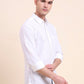 White Solid Slim Fit Casual Shirt | Greenfibre