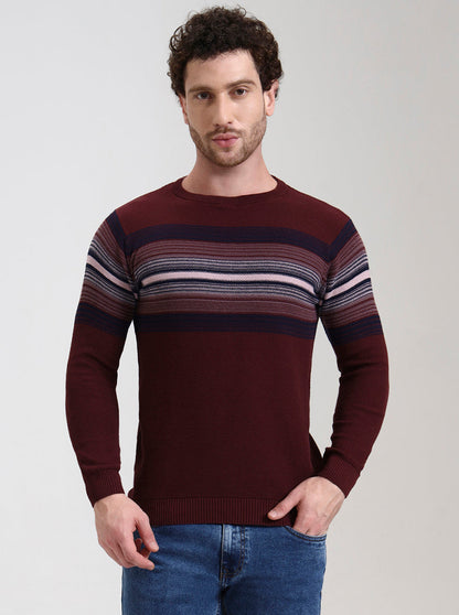 Wine Striped Slim Fit T-Shirt | Greenfibre