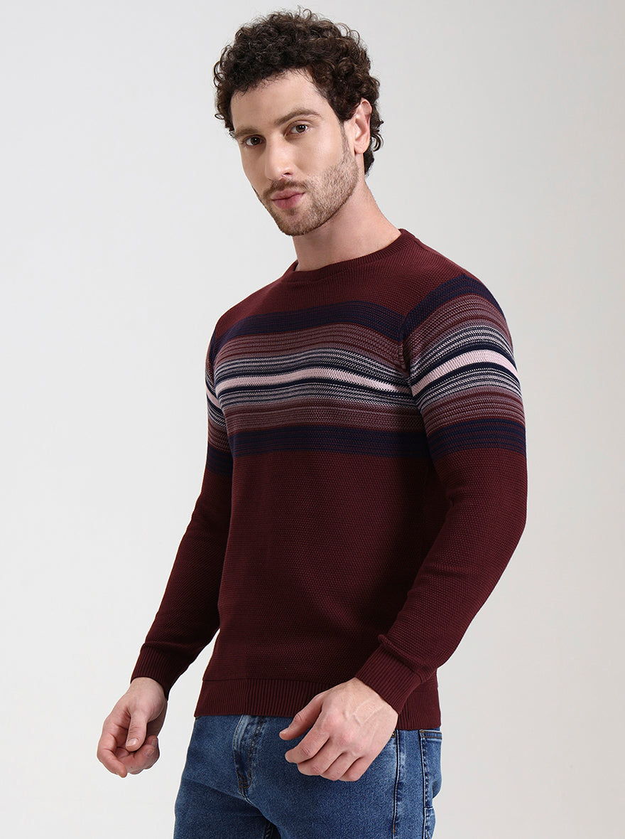 Wine Striped Slim Fit T-Shirt | Greenfibre