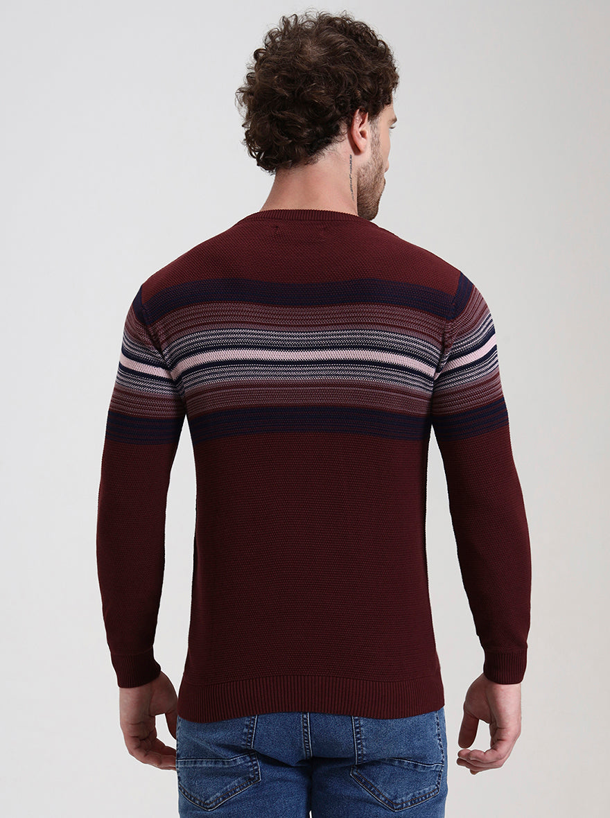 Wine Striped Slim Fit T-Shirt | Greenfibre