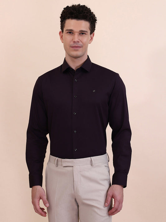 Purple Solid Slim Fit Party Wear Shirt | Greenfibre