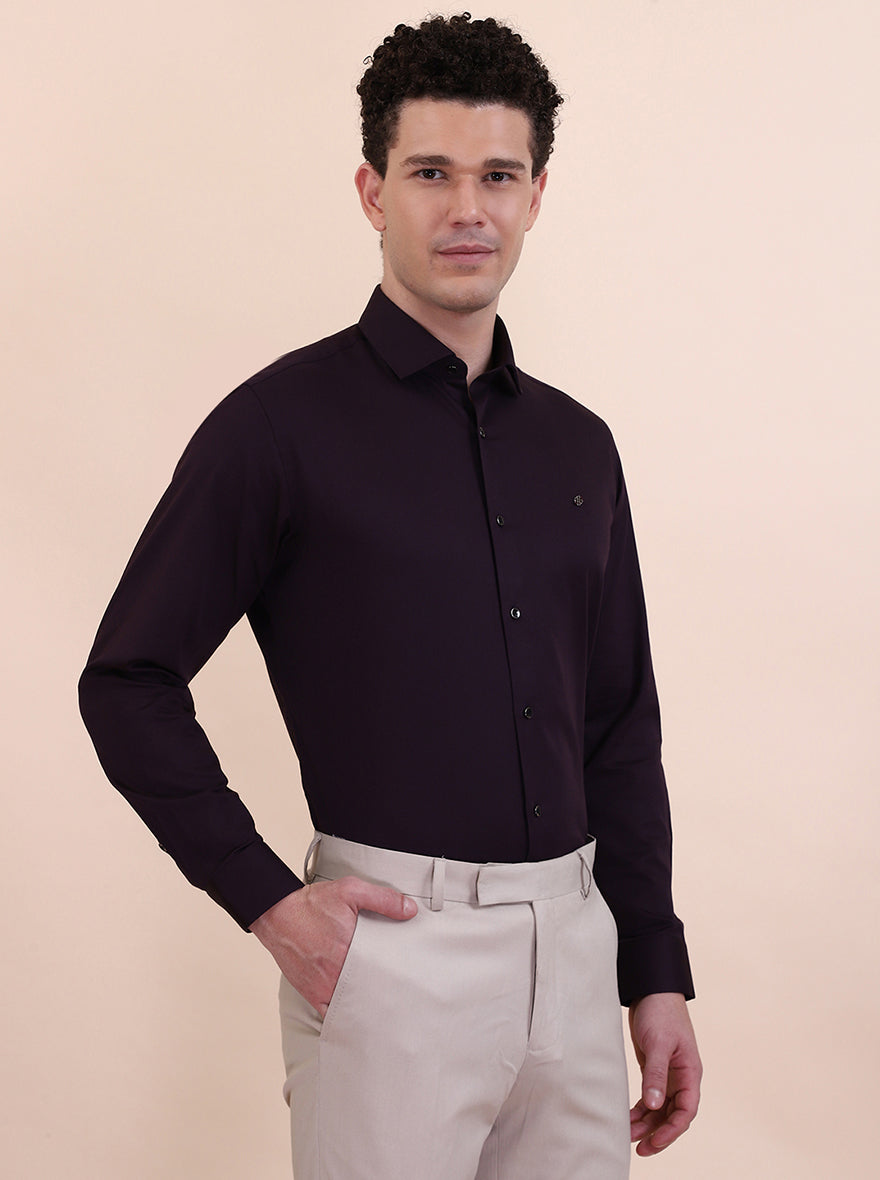 Purple Solid Slim Fit Party Wear Shirt | Greenfibre