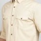 Beige Solid Slim Fit Casual Shirt | Greenfibre