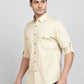 Beige Solid Slim Fit Casual Shirt | Greenfibre