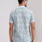 Light Blue Printed Slim Fit Polo T-Shirt | Greenfibre