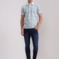 Light Blue Printed Slim Fit Polo T-Shirt | Greenfibre