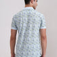 Light Blue Printed Slim Fit Polo T-Shirt | Greenfibre