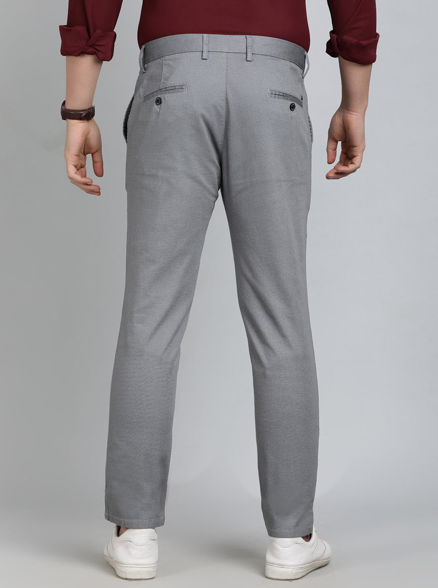 Light Grey Solid Uno Fit Casual Trouser | JadeBlue