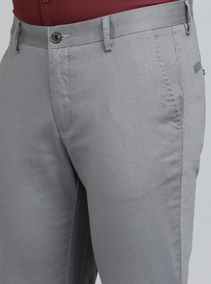 Light Grey Solid Uno Fit Casual Trouser | JadeBlue