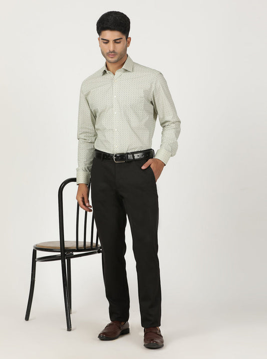 Green Printed Slim Fit Formal Shirt | Greenfibre