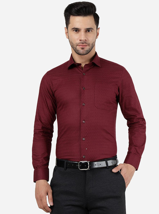 Maroon Solid Slim Fit Party Wear Shirt | Greenfibre