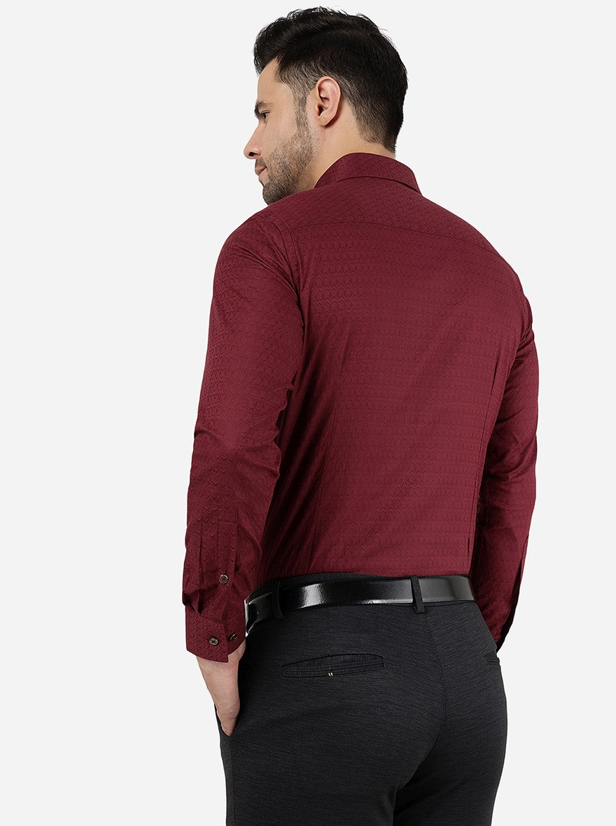 Maroon Solid Slim Fit Party Wear Shirt | Greenfibre