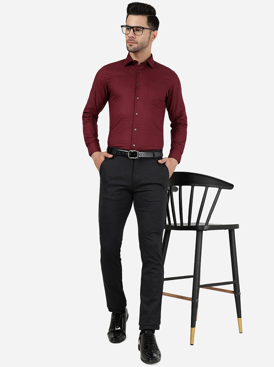 Maroon Solid Slim Fit Party Wear Shirt | Greenfibre