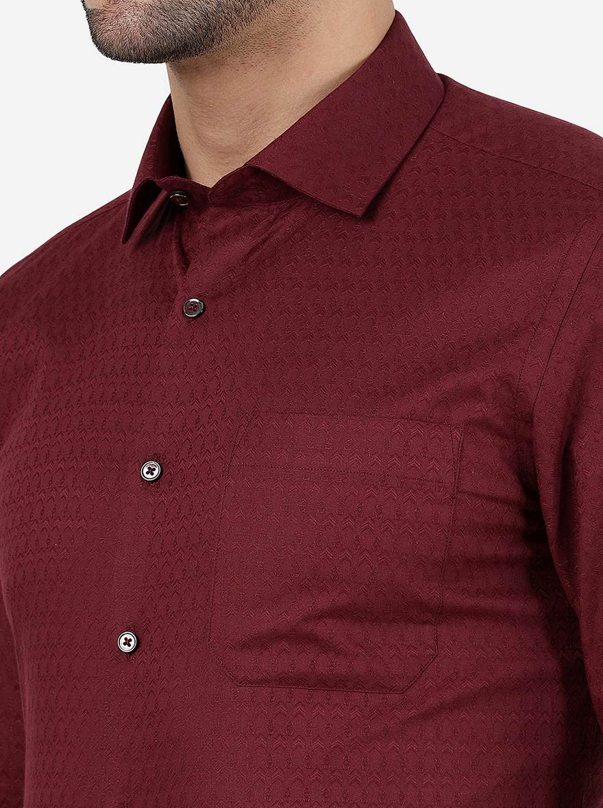 Maroon Solid Slim Fit Party Wear Shirt | Greenfibre