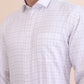 White & Grey Checked Regular Fit Formal Shirt | Greenfibre