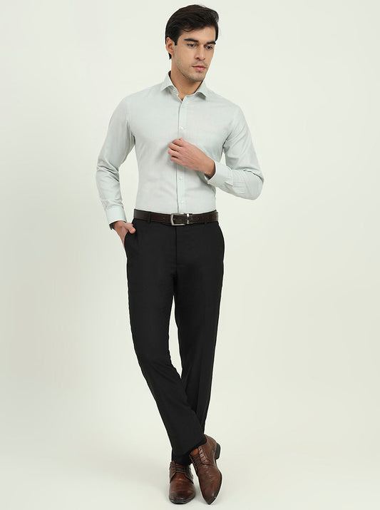 Light Pista Green Solid Slim Fit Formal Shirt | Greenfibre