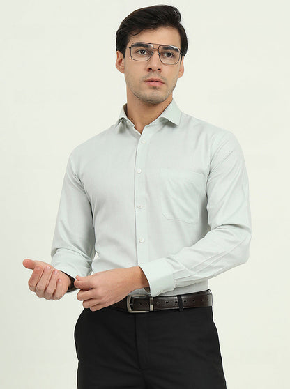 Light Pista Green Solid Slim Fit Formal Shirt | Greenfibre