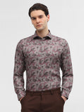 Pink & Grey Printed Slim Fit Party Wear Shirt | Greenfibre