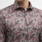 Pink & Grey Printed Slim Fit Party Wear Shirt | Greenfibre