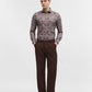 Pink & Grey Printed Slim Fit Party Wear Shirt | Greenfibre