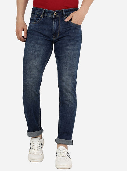 Denim Blue Solid Narrow Fit Jeans | Greenfibre