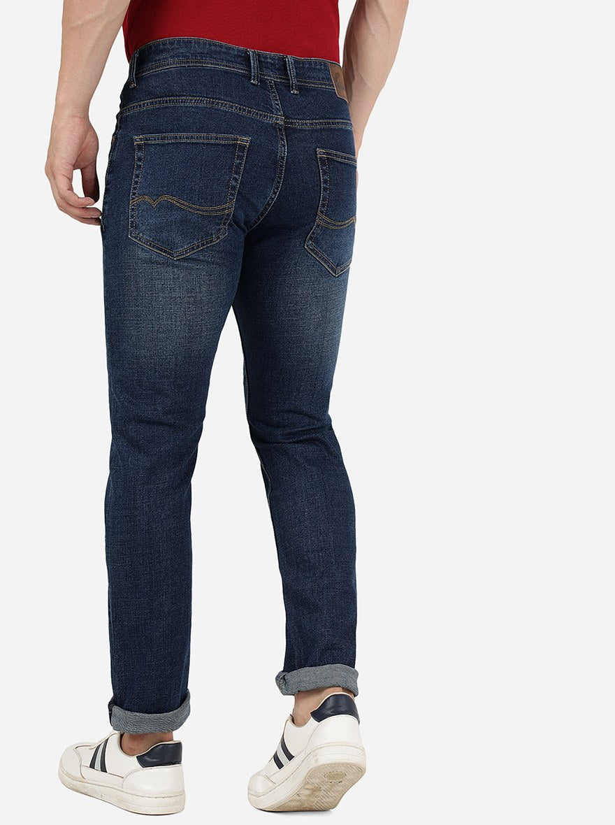 Denim Blue Solid Narrow Fit Jeans | Greenfibre