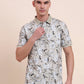 Sage Green Printed Slim Fit Polo T-Shirt | Greenfibre