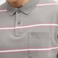 Light Grey & Pink Striped Slim Fit Polo T-Shirt | Greenfibre