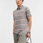 Light Grey & Pink Striped Slim Fit Polo T-Shirt | Greenfibre
