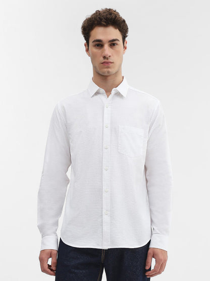 White Solid Slim Fit Casual Shirt | Greenfibre