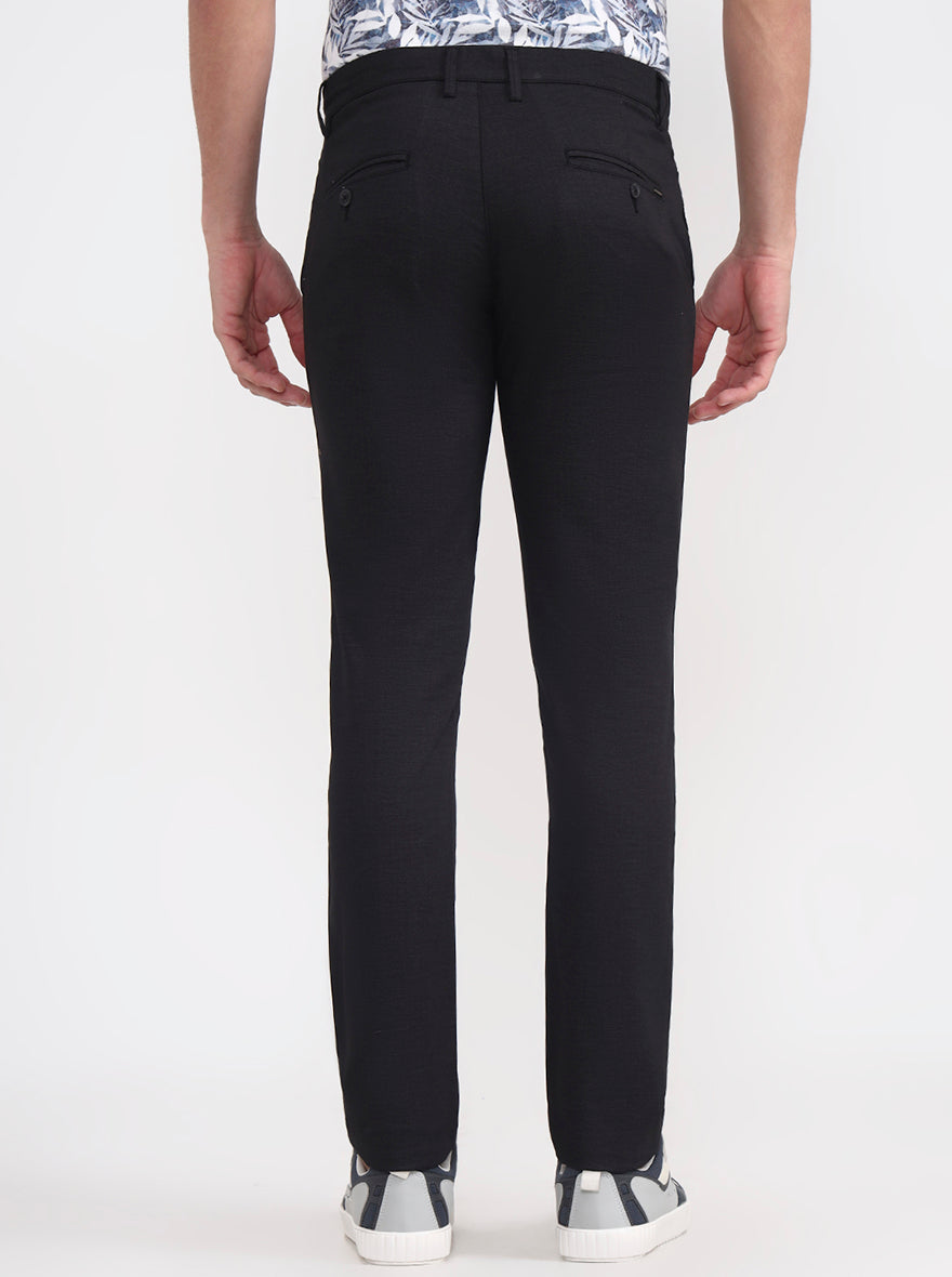 Black Solid Super Slim Fit Casual Trouser | Greenfibre